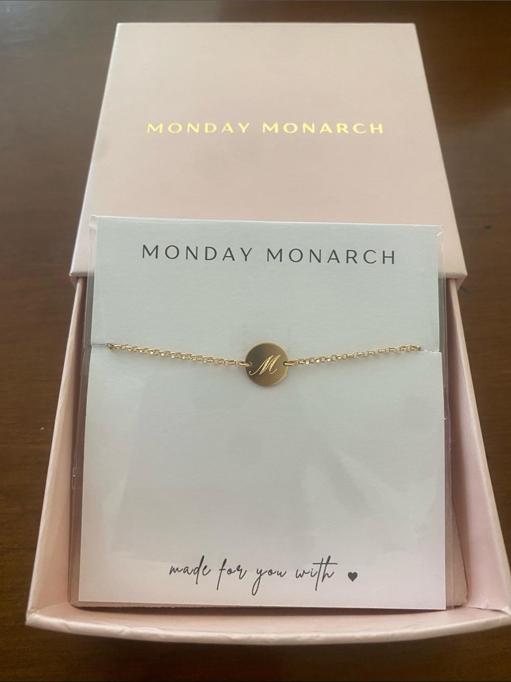 Gold Initial 'M' Disc Bracelet
